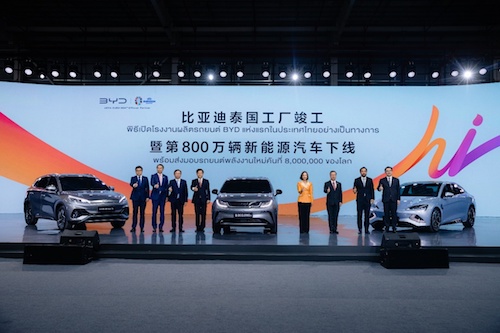 比亚迪泰国工厂下线第800万辆新能源车 中国汽车全球化迈入新阶段
